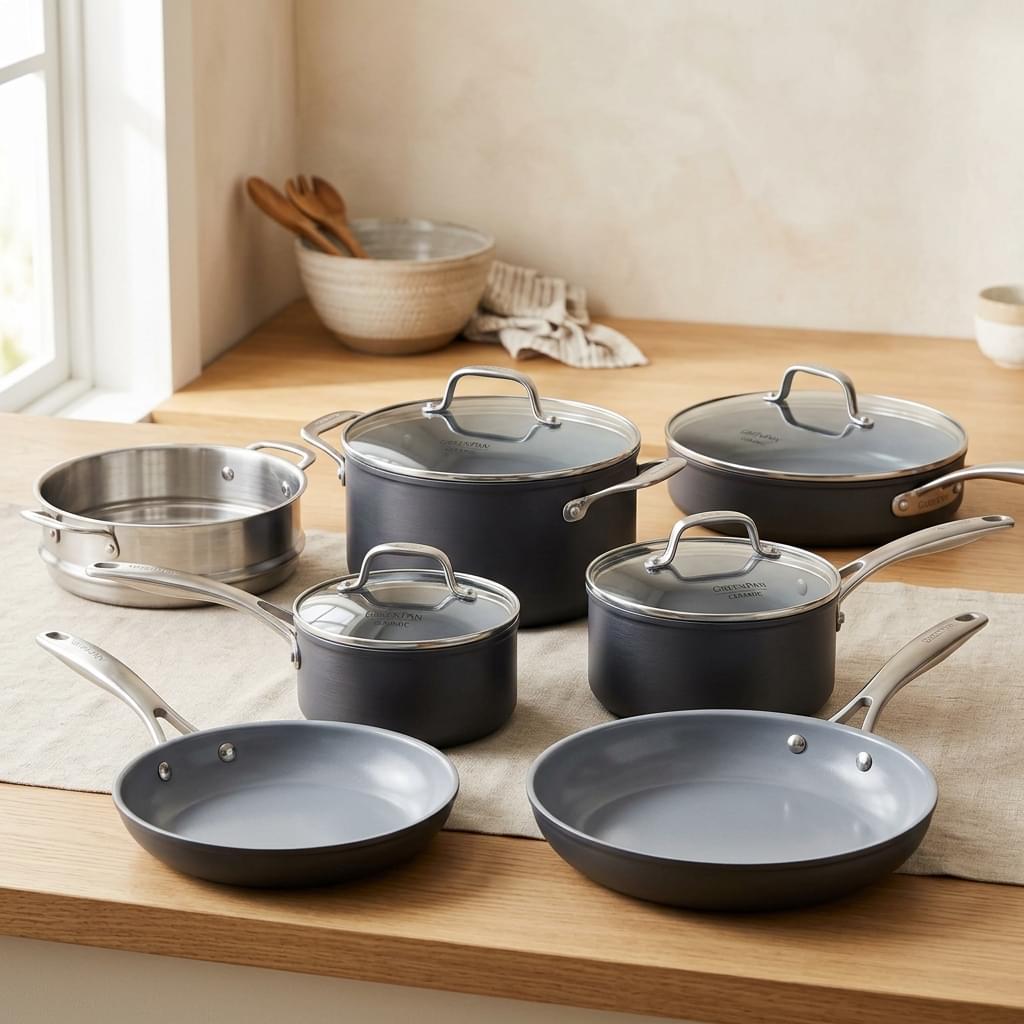 GreenPan Valencia Pro 11-Piece Hard Anodized Healthy Ceramic Cookware Set